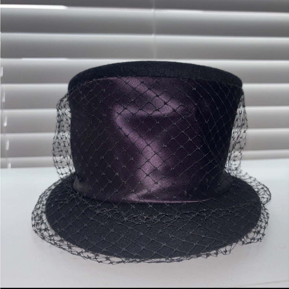 Veil Mauve Henry Pollak Black Zephyr Felt Hat VINTAGE 1965 💯% WOOL Made in USA